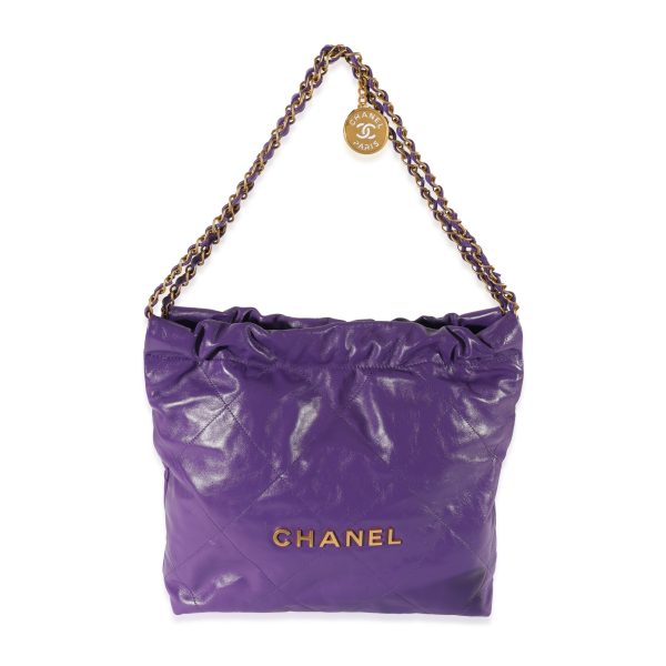 128570 fv 25310992 b51f 485e a8f7 0e1c210306d3 Chanel Purple Calfskin Small 22 Bag