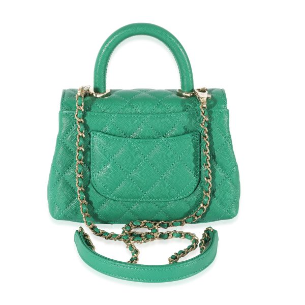 128589 pv Chanel Green Caviar Mini Coco Top Handle