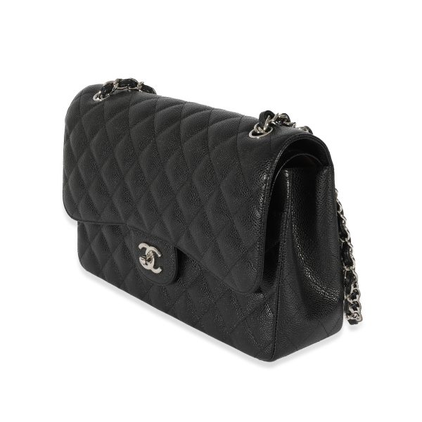 128682 sv b543c47d 94c1 40da 896c 00a344623e3d Chanel Black Caviar Jumbo Classic Double Flap Bag