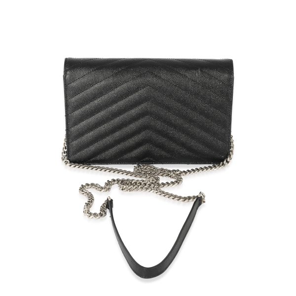 128689 pv Saint Laurent Black Grain De Poudre Envelope Chain Wallet