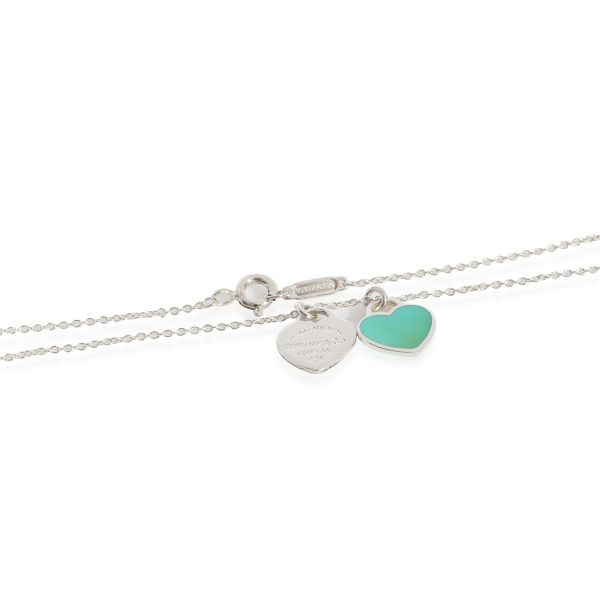 128695 sv Return To Tiffany Mini Double Blue Enamel Heart Pendant in Sterling Silver