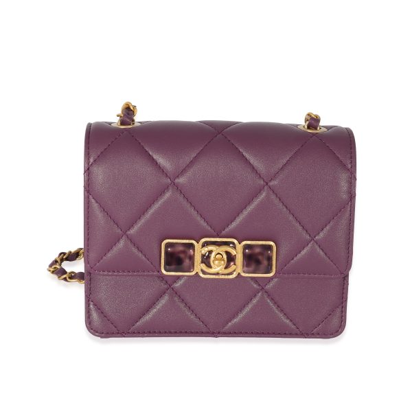 128740 fv 0ad41fba 61b9 4eeb 975c ee2f8089e8f3 Chanel 22A Purple Matelasse Calfskin Resin Flap Bag