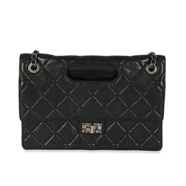 128778 fv Chanel Black Leather Paris Byzance Reissue Takeaway Flap Bag