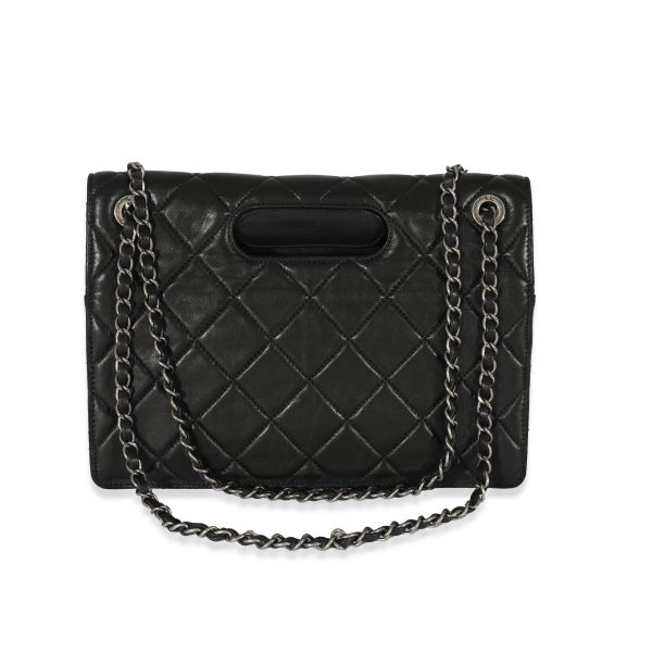 128778 sv Chanel Black Leather Paris Byzance Reissue Takeaway Flap Bag