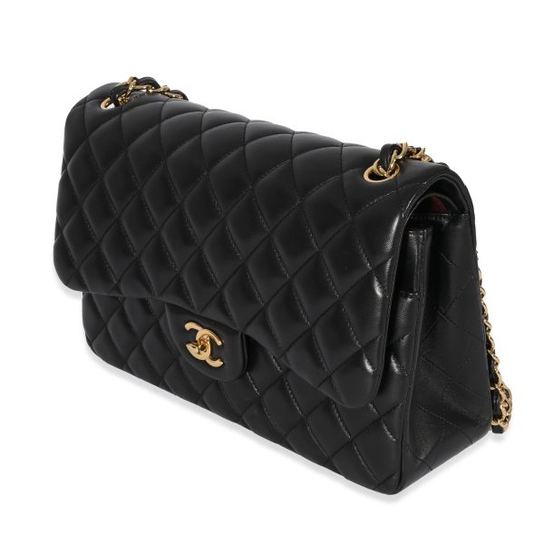 128813 sv d083d9b7 3c96 4d02 be01 258854adc8c5 Chanel Black Lambskin Classic Jumbo Double Flap