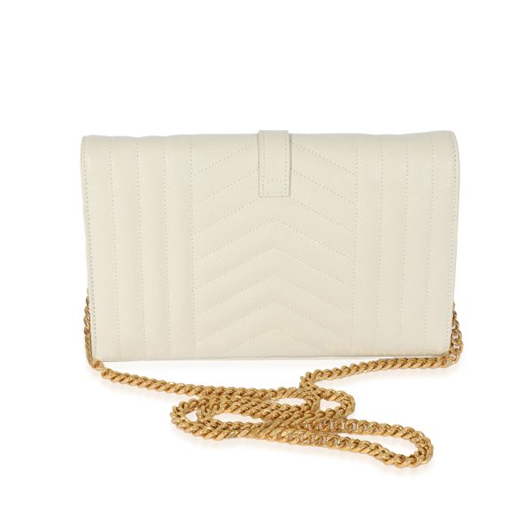 128836 pv Saint Laurent Blank Vintage Grain De Poudre Mix Matelassé Chain Wallet