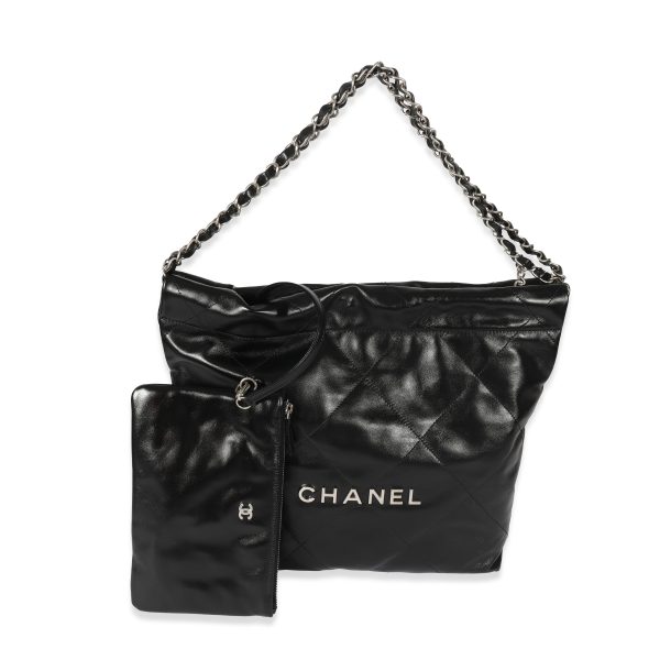 128879 fv e7aa4a2a bd94 42fb 8554 48dc58b6e558 Chanel Black Shiny Calfskin Small 22 Bag