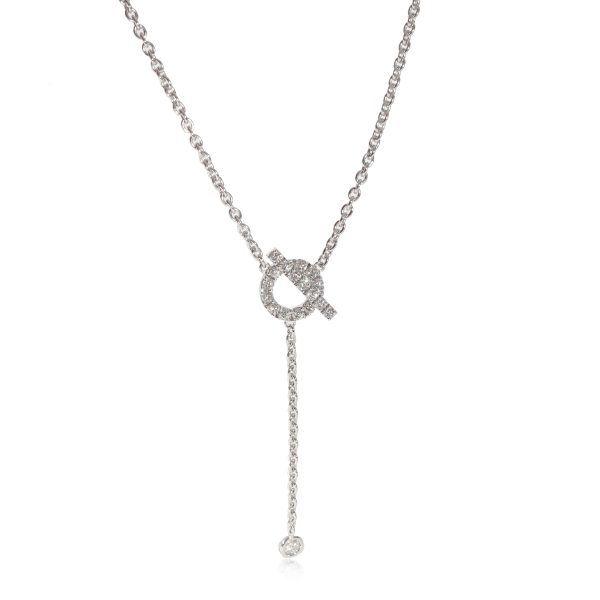 128894 fv Hermès Finesse Lariat Diamond Necklace in 18 Karat White Gold 055 CTW