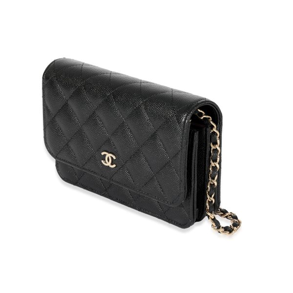 128895 sv Chanel Black Caviar Mini Wallet On Chain