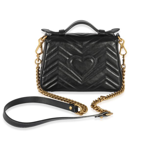 128906 pv Gucci Black Leather Mini Marmont Top Handle