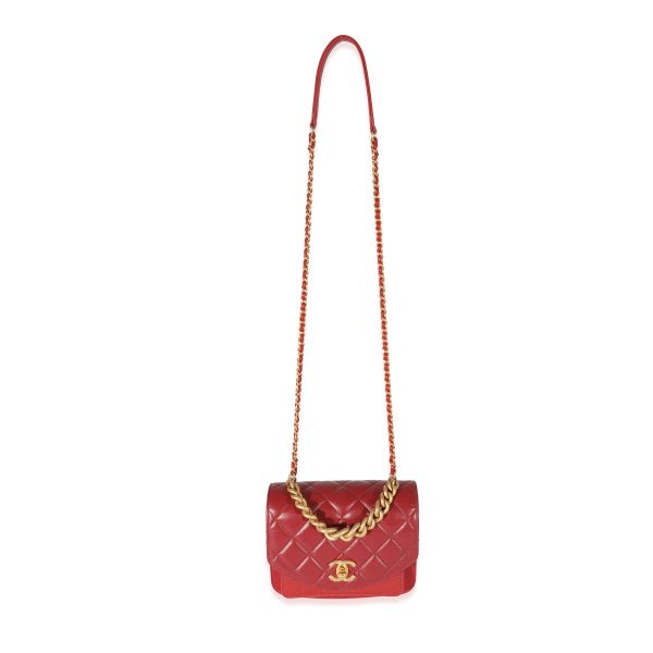 128907 bv 65c0bc3c cd17 42c0 9df0 427a8ce3e9ee Chanel Red Leather Top Chain Flap Bag