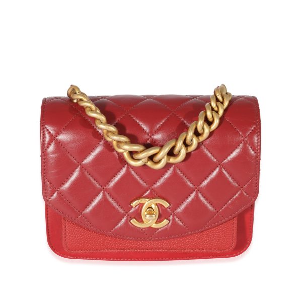 128907 fv 69660368 28d3 4571 a831 2c10c89da75d Chanel Red Leather Top Chain Flap Bag