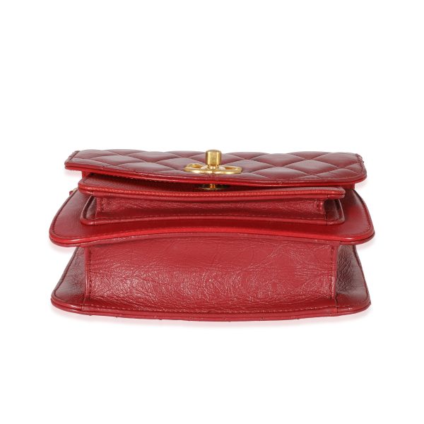 128907 stamp c979ea9e f975 42d0 b980 0ebea6b5f0dc Chanel Red Leather Top Chain Flap Bag