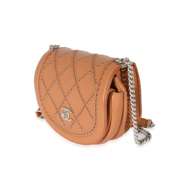 128908 sv 877c9217 9ab3 43da a2eb 64333ed5e012 Chanel Beige Calfskin Coco Eyelet Round Flap Bag