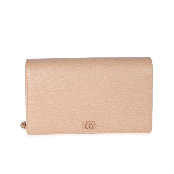 128971 fv Gucci Beige Leather GG Marmont Wallet On Chain