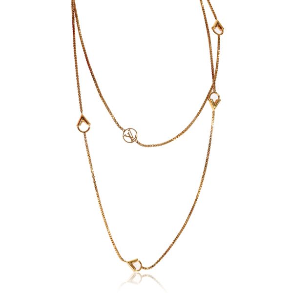 128979 fv Louis Vuitton Essential V Station Gold Plated Necklace