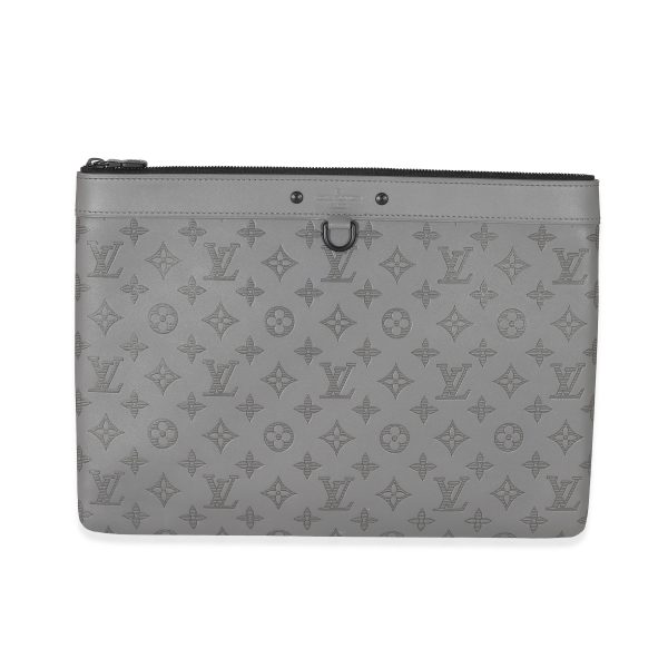 128999 fv c25fec16 b73a 4d55 ac00 9be7234acf1c Louis Vuitton Charcoal Grey Monogram Shadow Discovery Pouch GM