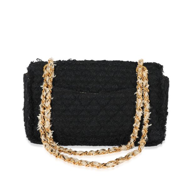 129015 pv Chanel Black Boucle CC Medium Flap Bag