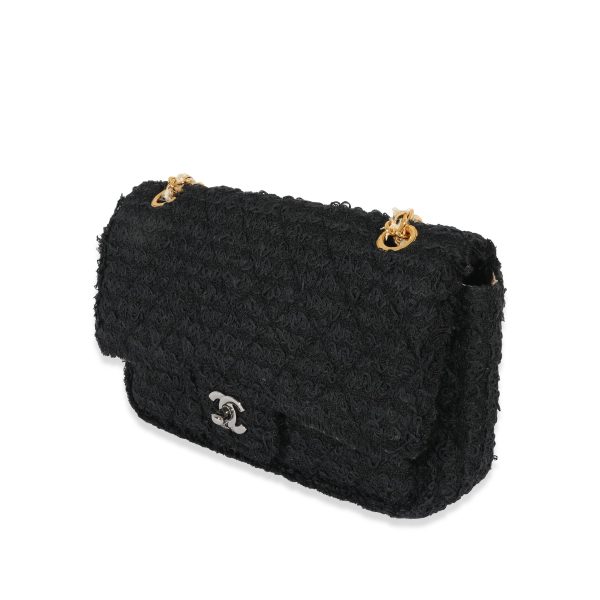 129015 sv Chanel Black Boucle CC Medium Flap Bag