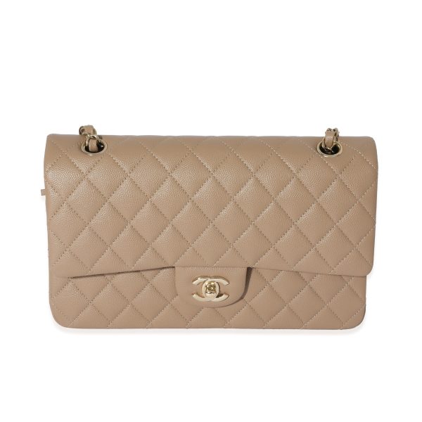 129034 fv 50989aa8 fc2b 4588 8d8f eb55237a8a2a Chanel 22A Dark Beige Caviar Medium Classic Double Flap Bag