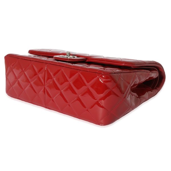 129035 box Chanel Red Quilted Patent Leather Jumbo Double Flap Bag