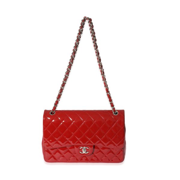 129035 bv Chanel Red Quilted Patent Leather Jumbo Double Flap Bag