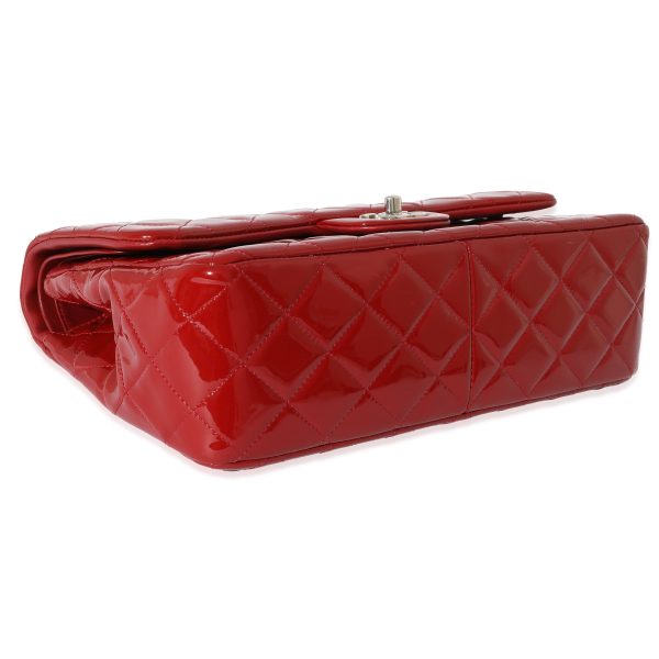 129035 clasp Chanel Red Quilted Patent Leather Jumbo Double Flap Bag