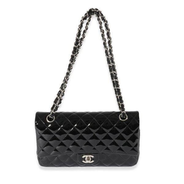 129038 bv 85fa6544 f80b 45cf 8a9a ede97f82d0c8 Chanel Black Patent Leather Classic Medium Double Flap Bag