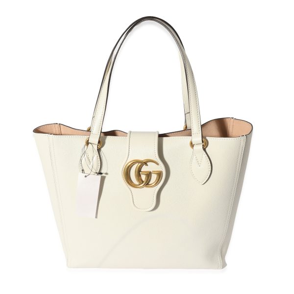 129070 fv Gucci White Leather New Sakai Small Dahlia Tote