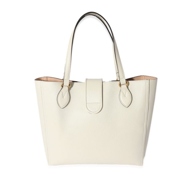 129070 pv Gucci White Leather New Sakai Small Dahlia Tote