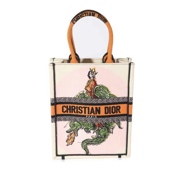 129112 fv 46d22b1b 51c6 46ae bde3 3b08ad0a7292 Christian Dior White and Multicolor Embroidery Vertical Book Tote