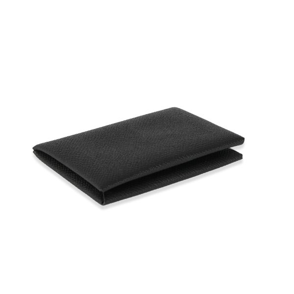 129128 clasp d1094949 9386 494e 9d29 7afe70ef05d6 Hermes Black Epsom Calvi Card Holder