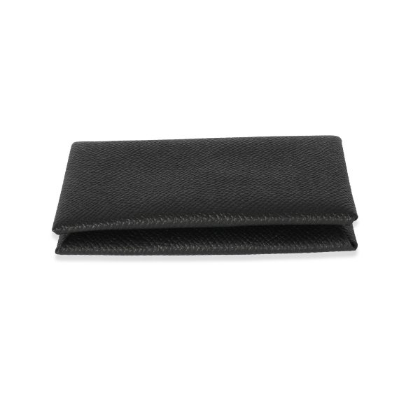 129128 stamp 6c84e19d 1a91 49d1 a4ee bc743c6895c2 Hermes Black Epsom Calvi Card Holder