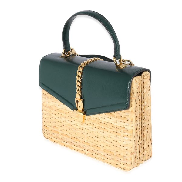 129144 sv 28978053 ba77 48a3 9ded fa3460086eea Gucci Small Sylvie Wicker Top Handle Bag