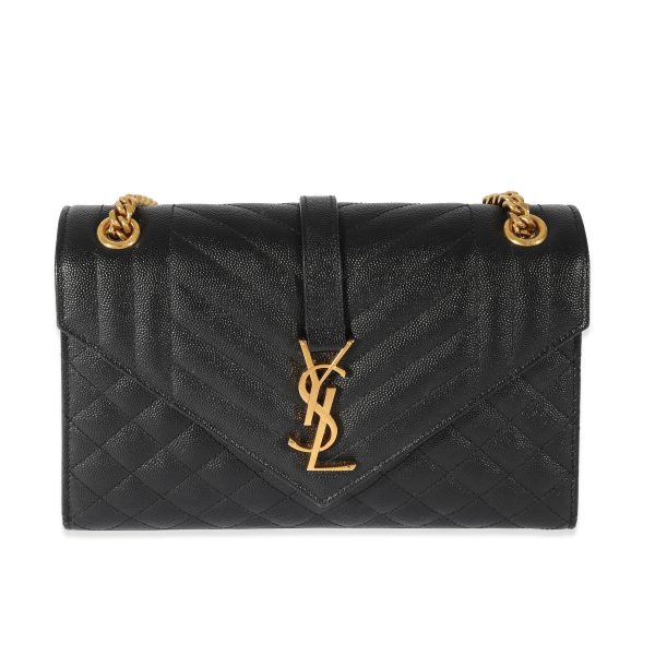 129146 fv f7dafe91 5abd 41a1 97e7 9be2ec44efab Saint Laurent Black Grain De Poudre Medium Envelope In Mix Flap Bag