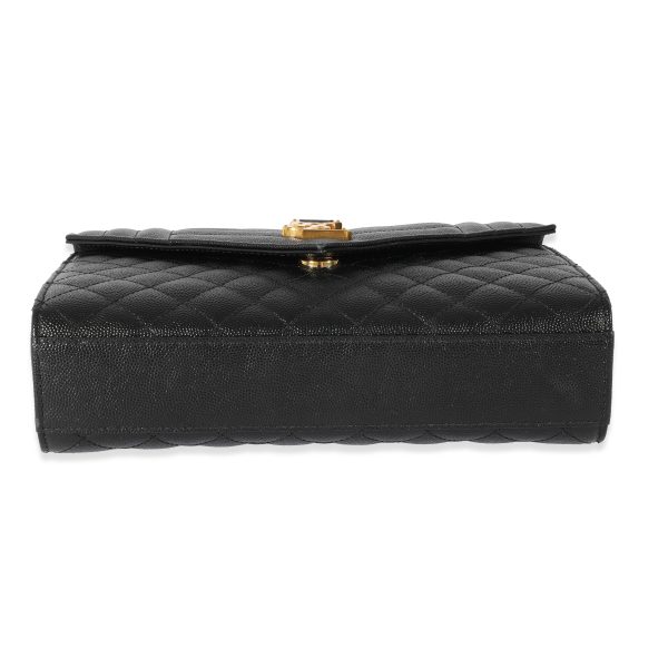 129146 stamp 092d6e3e 9583 4cd4 8902 50c25aaa50b1 Saint Laurent Black Grain De Poudre Medium Envelope In Mix Flap Bag