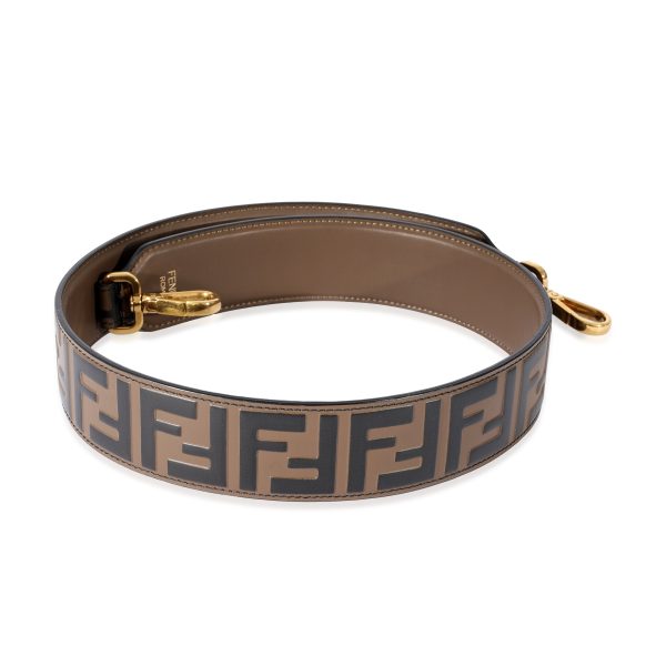 129158 fv Fendi Brown Black Leather FF Zucca Strap You Strap