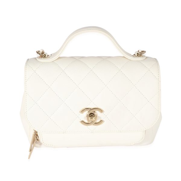 129223 fv Chanel White Caviar Small Business Affinity Flap Bag