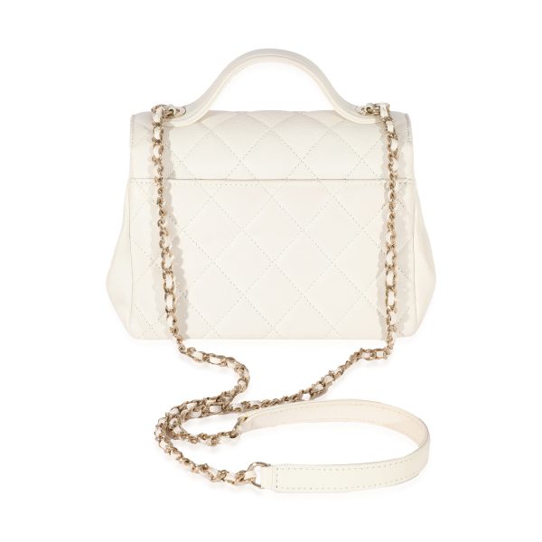 129223 pv Chanel White Caviar Small Business Affinity Flap Bag