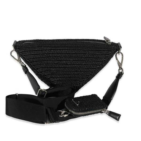 129232 pv Prada Raffia Black Triangle Bag