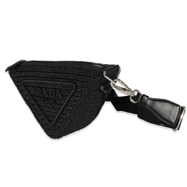 129232 sv Prada Raffia Black Triangle Bag