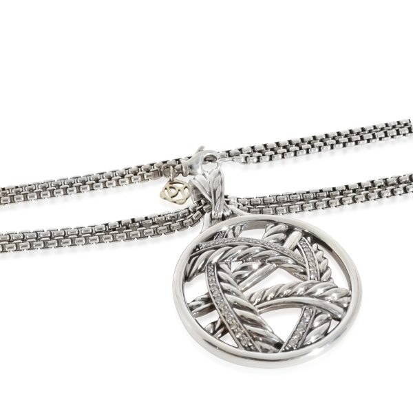 129325 clasp David Yurman Papyrus Diamond Enhancer on a Box Chain in Sterling Silver 061 CTW