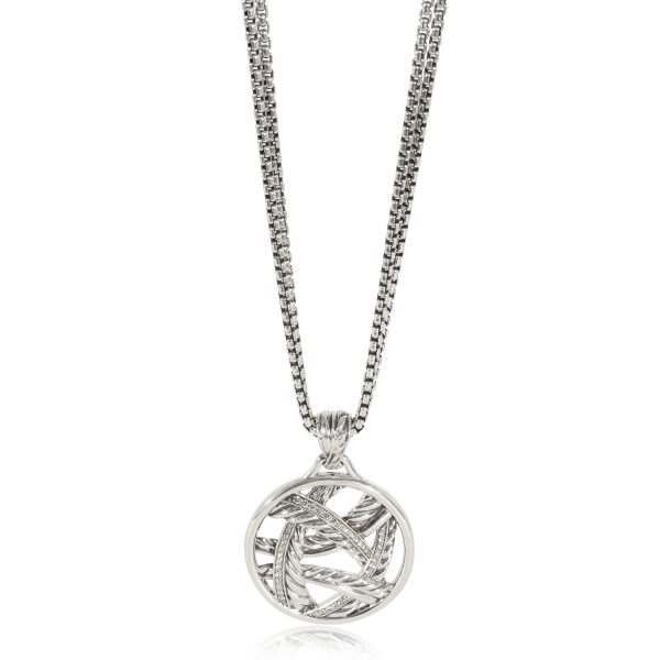 129325 fv David Yurman Papyrus Diamond Enhancer on a Box Chain in Sterling Silver 061 CTW