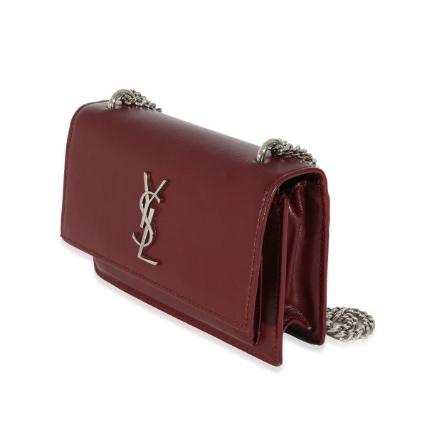 129377 sv df3ab906 37df 4fa3 9ab1 79e3a928a767 Saint Laurent Burgundy Leather Mini Sunset Chain Bag