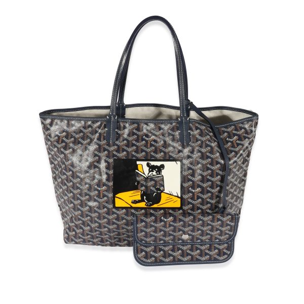 129378 stamp 26134cde 33d0 4f16 8a30 5c16061b34a9 Goyard Navy Goyardine French Bulldog Saint Louis Tote PM Tote