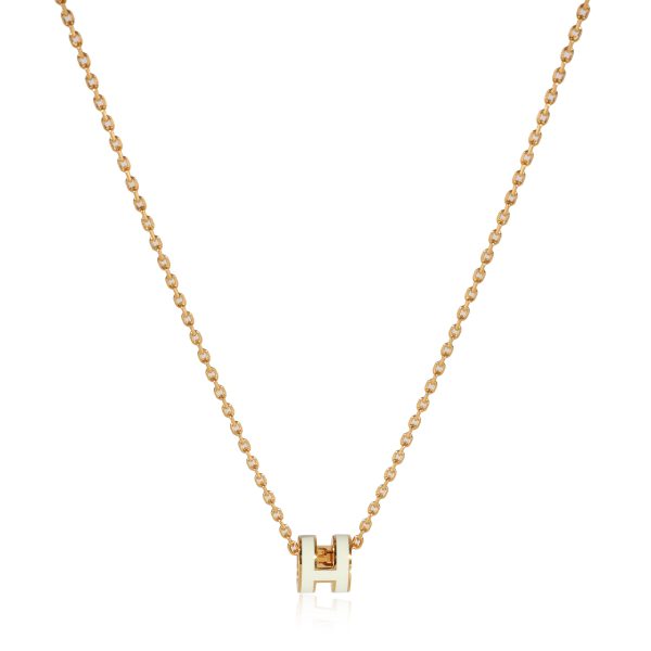 129406 fv Hermès Pop H Mini Pendant Blanc Yellow Gold Plated