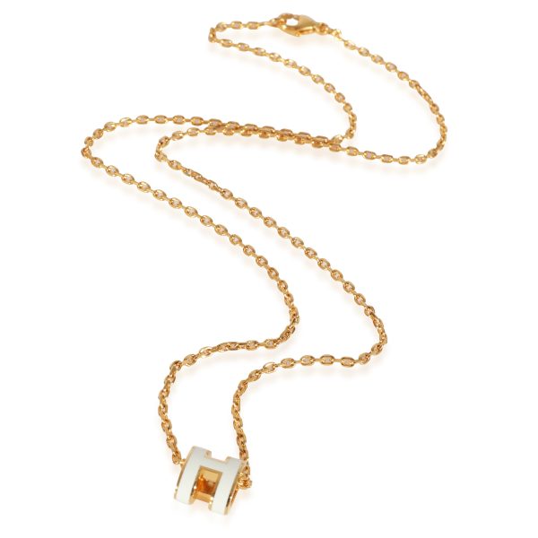 129406 pv Hermès Pop H Mini Pendant Blanc Yellow Gold Plated