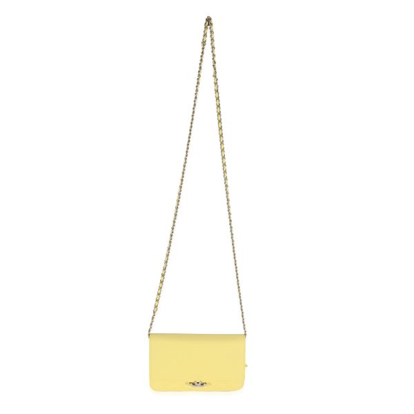 129414 stamp Chanel Yellow Leather Urban Companion Wallet On Chain