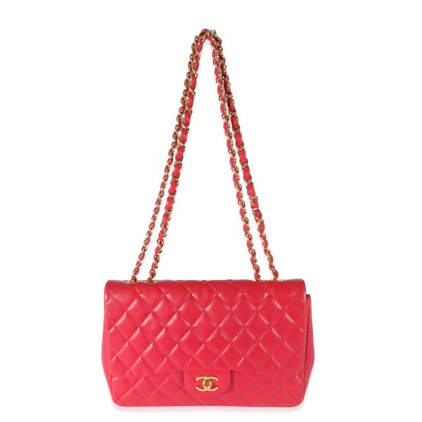 129431 bv 44471984 5b00 491d 81f8 8403207127fd Chanel Dark Pink Lambskin Jumbo Single Flap Bag