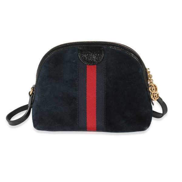 129442 pv ae9e87b1 4a9d 4831 98c5 7c68e6956374 Gucci Black Embroidered Suede Ophidia Dome Bag